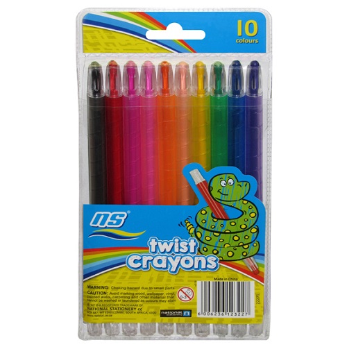 Retractable Pencil Crayons Long 10 Pack