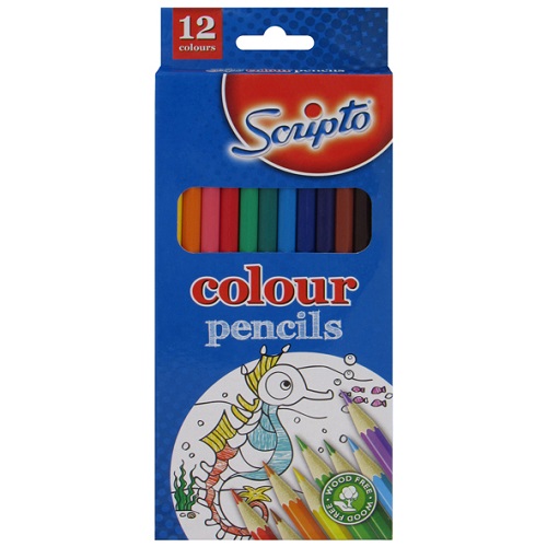 Scripto Colour Pencils Long 12 Pack