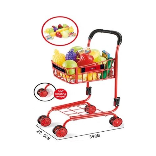 Pretend Play Shopping Trolley Metal