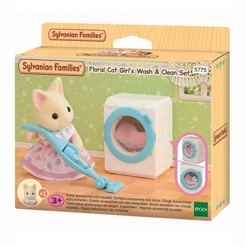 Sylvanian Floral Cat Girls Wash & Clean Set