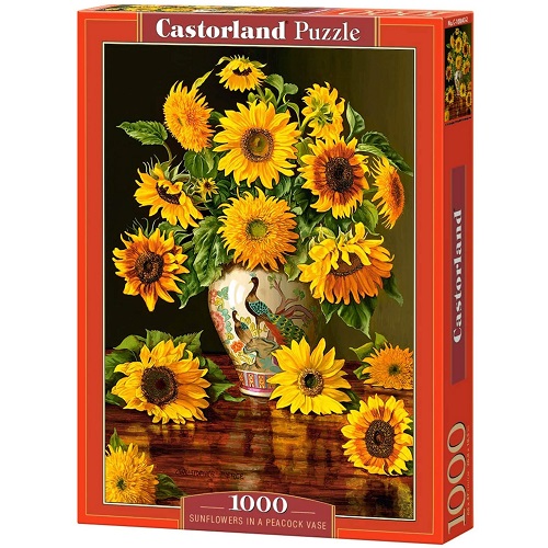 1000 Pce Castorland Sunflowers in Peacock Vase