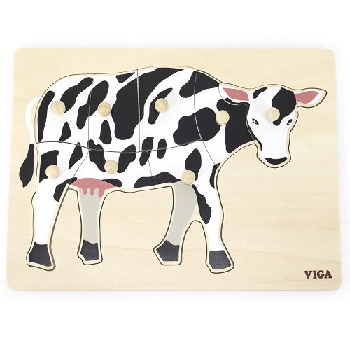 9 Pce RGS Montesorri Cow Peg Puzzle