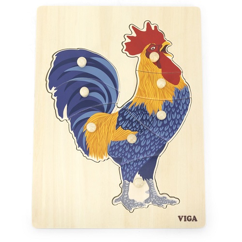 9 Pce RGS Montesorri Rooster Peg Puzzle