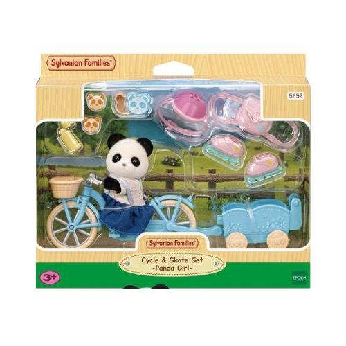 Sylvanian Cycle and Skate set with Panda Girl