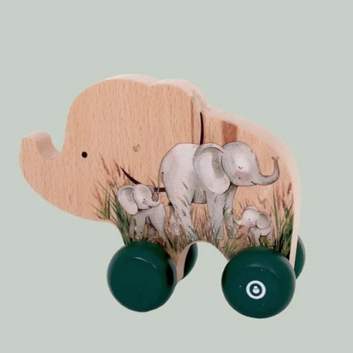 Wooden Elephant Push Toy
