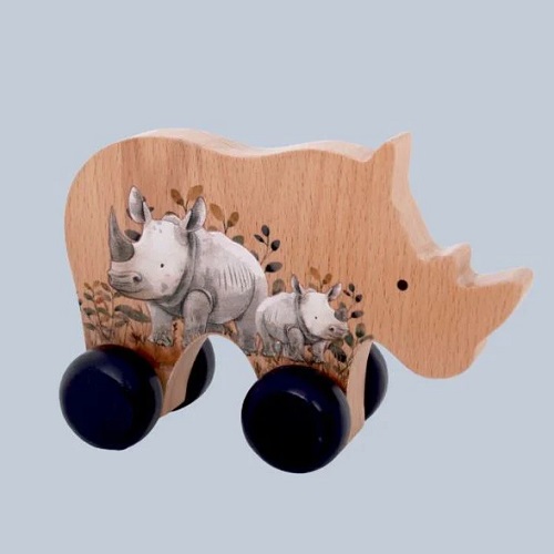 Wooden Rhino Push Toy