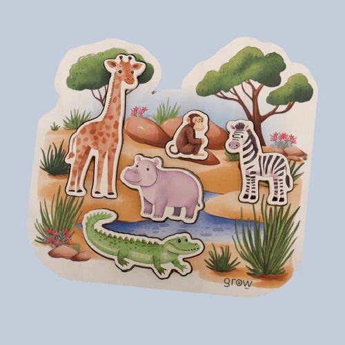 Wooden Safari Waterhole Chunky Puzzle