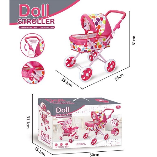 Pretend Play Dolls Pram with adjustable handle